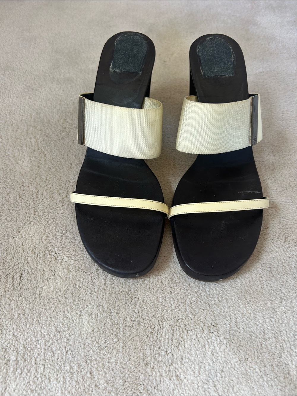 Gucci Black and Cream Slide Mules